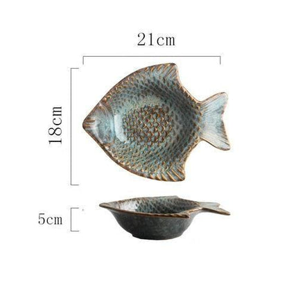 Elegant Japanese Botanical and Ocean-Inspired Ceramic Plates - Unique Irregular Design for Sophisticated Dining