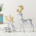 Golden Resin Mini Deer Couple Figurine for Elegant Home Decor