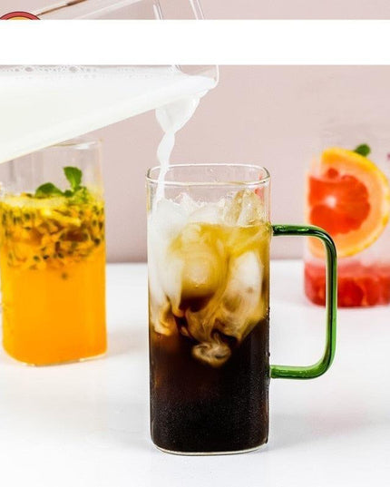 Sophisticated Square Glass Mug Set - 400ml Capacity, Heat-Resistant & Microwave-Safe