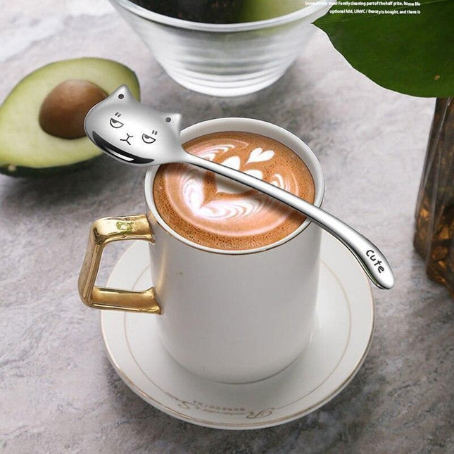 Charming Cartoon Cat Stainless Steel Tea Spoon - A Playful Dining Essential