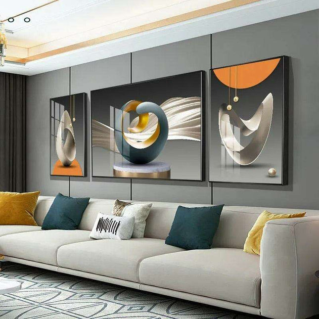 Contemporary Aluminum Triptych Wall Art for Stylish Interiors