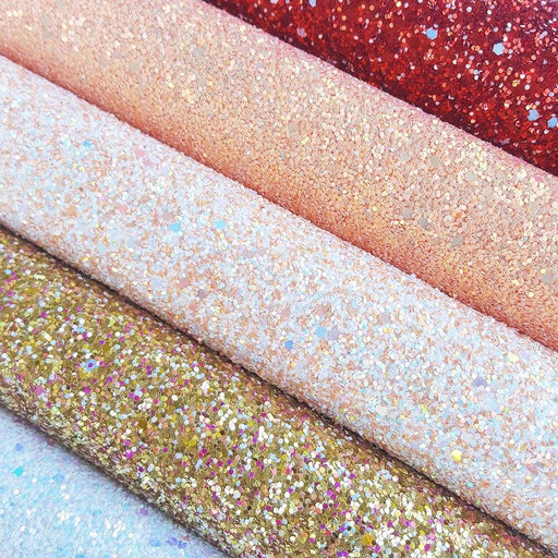 Golden White Chunky Glitter Fabric Roll - Crafting Material for DIY Accessories
