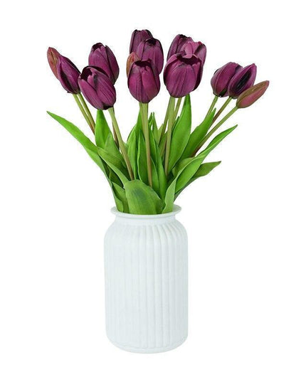 Lifelike Real Touch Tulip Bouquet - Set of 5 Soft Silicone Flowers for Elegant Home and Wedding Decor