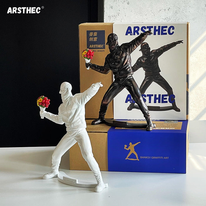 Urban Artistry: Banksy-Inspired Resin Sculpture - Contemporary Home Decor Accent & Thoughtful Gift Choice