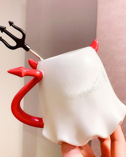 Fiery Fiendish Ceramic Mug Set for Halloween