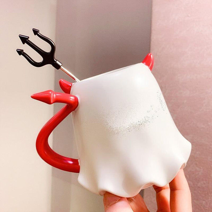 Fiery Fiendish Ceramic Mug Set for Halloween