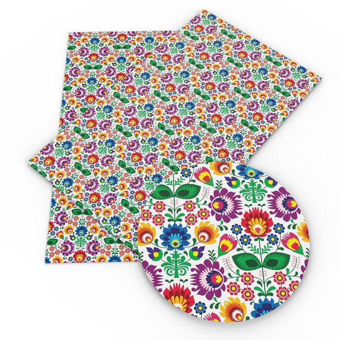 Charming Floral Synthetic Leather Craft Sheets - Essential for Creatives