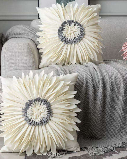 Pink and White Floral Velvet Tufted Throw Pillow Set with Fringe Trimming