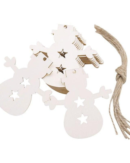 Wooden Snowflake Chip Ornaments - Cheerful Set of 10 for Holiday Celebrations