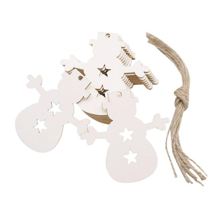 Wooden Snowflake Hanging Pendants Set: 10 Pieces