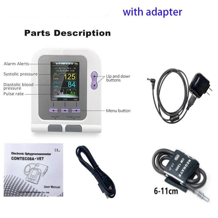 Advanced Veterinary Blood Pressure Monitoring Kit with Oxygen Probe