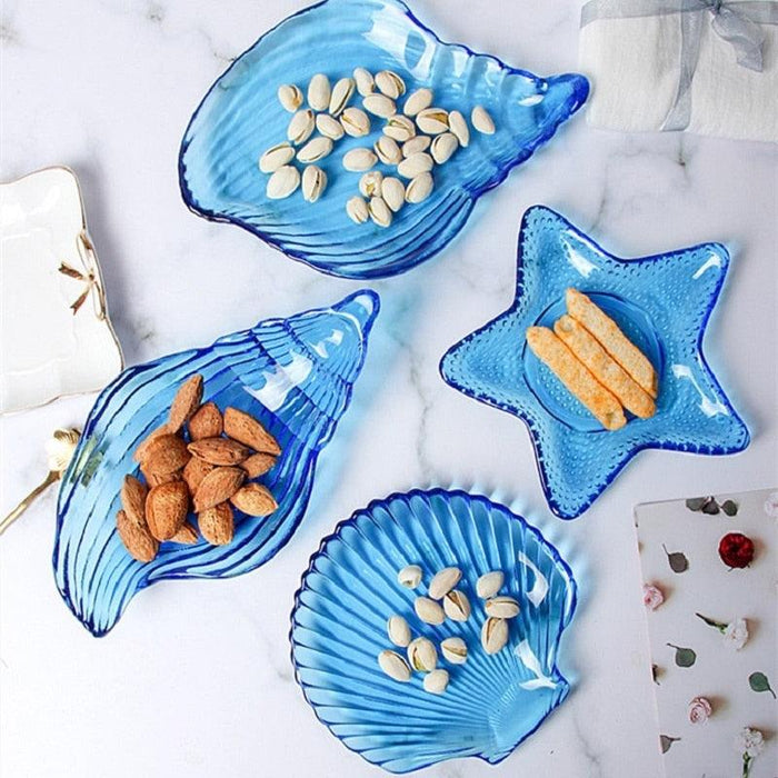 Enchanting Oceanic Treasures Crystal Glass Bowl Set with Elegant Gold Accents and Playful Marine Life Motifs