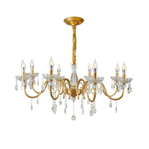 Golden Glow: Contemporary American Crystal Chandelier - Illuminate Your Space with Elegance