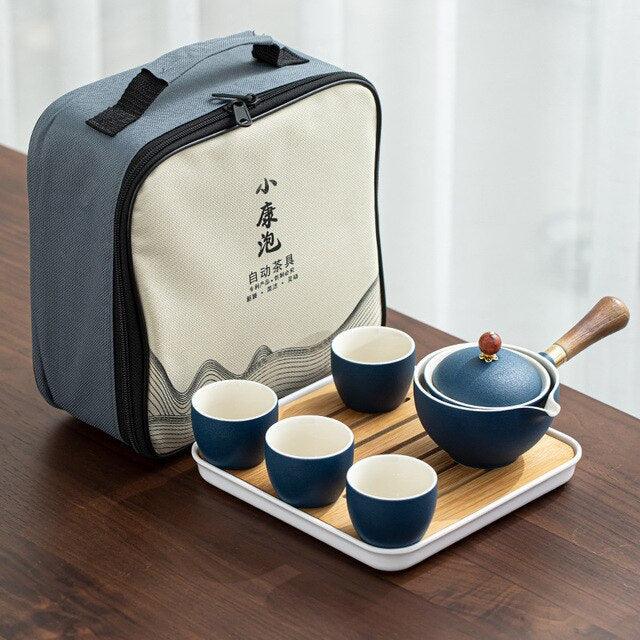 Lazy Kung Fu Tea Set Tea Cup and Teapot Gift Set with Auto-Spin Feature for Chinese Tea Ceremony
