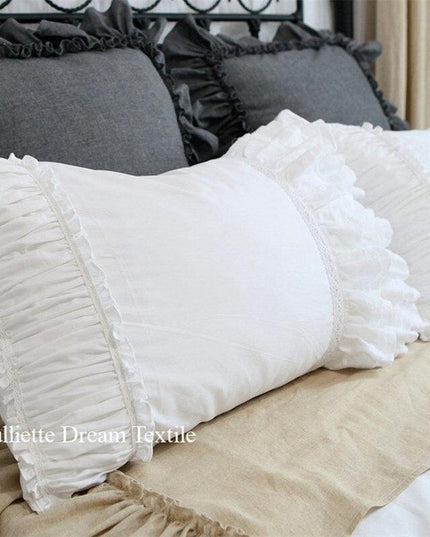Elegant Ivory Ruffled Waterproof Faux Suede Pillowcase Collection
