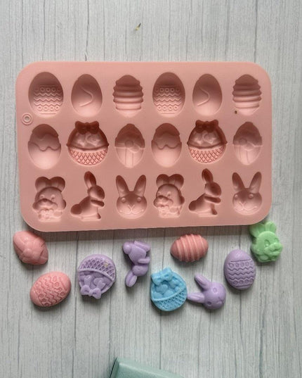 Easter Bunny 18-Cavity Silicone Mold Kit for Creative Treats and Crafts
