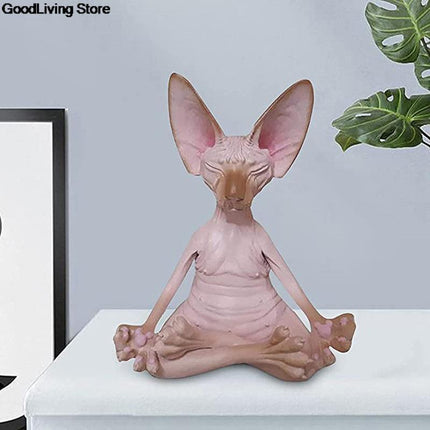 Serene Sphynx Cat Buddha Figurine: Handcrafted Charm for Tranquil Spaces