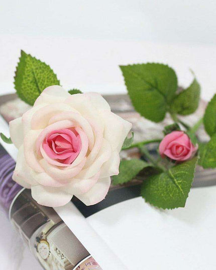 Eternal Elegance: Stunning Handcrafted Faux Latex Rose Branch for Timeless Décor