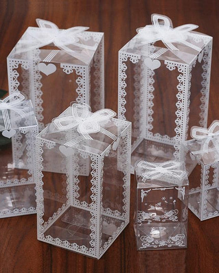 Chic Transparent Lace Design PVC Gift Boxes - Set of 10 for Elegant Gift Presentation