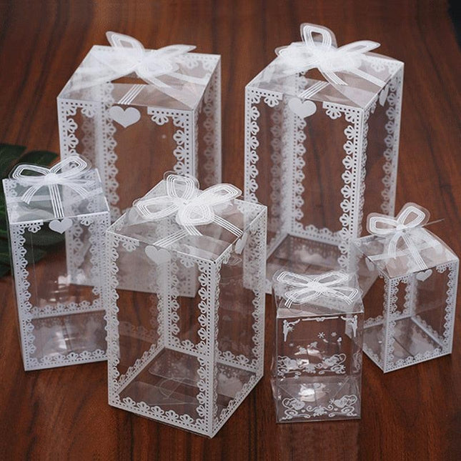 Chic Transparent Lace Design PVC Gift Boxes - Set of 10 for Elegant Gift Presentation