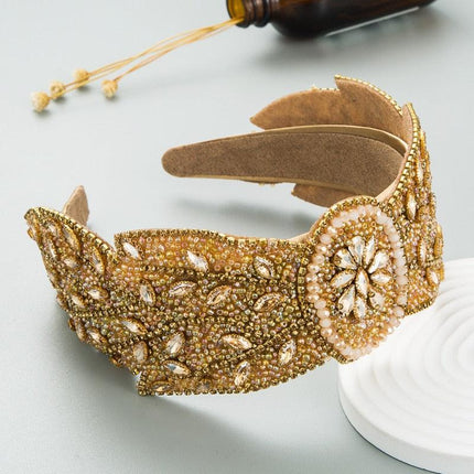 Opulent Floral Rhinestone Hairband - Elegant Botanical Headpiece for Discerning Women