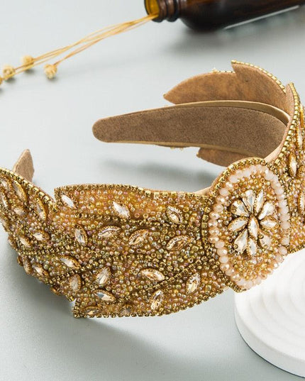 Opulent Botanica Baroque Crystal-Embellished Headband with Floral Glass Accents