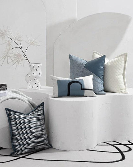 Nordic Blue Luxe Reversible Cushion Set - Transform Your Home with Dual Print Elegance