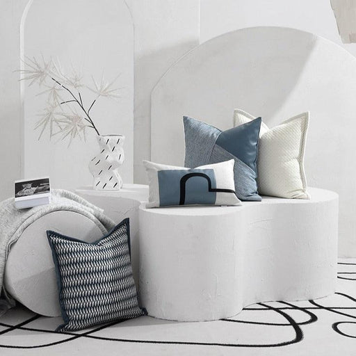 Nordic Luxury Cushion Cover Set for Sofa Solid Blue Rectangular Waist Pillows Decorative Cushions for Living Room Home Decor-0-Très Elite-50x50cm-1Pc Cushion Cover-Très Elite