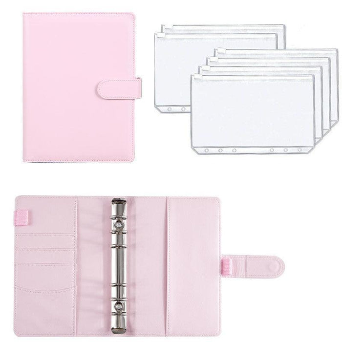 Stylish A6 Vegan Leather Planner with Interchangeable Sheets and Zippered Pockets for Effortless Organization