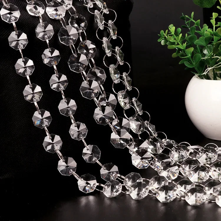 100CM Acrylic Crystal Octagonal Diamond Beads Pendant Curtain Chain Room Divider Ornaments Chandelier Wedding Decor Aesthetic Très Elite