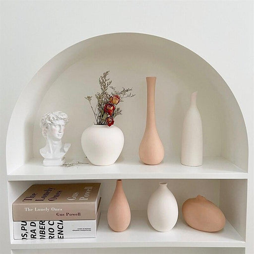 Nordic Ceramic Vases Ins Minimalism Flower Vases for Coffee Table Decoration Dried Flowers Container Pot Home Desktop Ornaments-0-Très Elite-White- Height 16.7cm-Très Elite