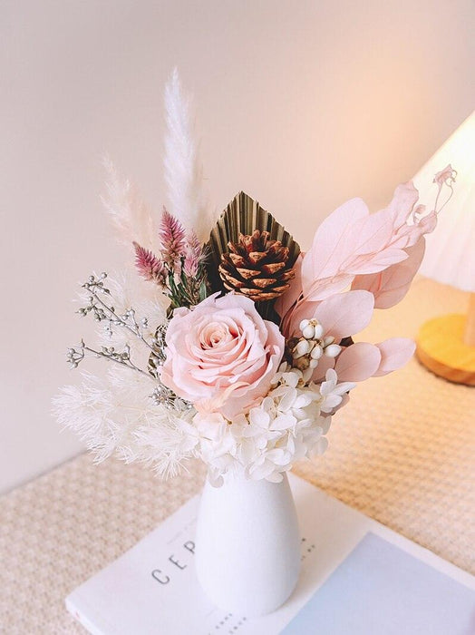 Eternal Hydrangea and Bunny Tail Dried Floral Arrangement