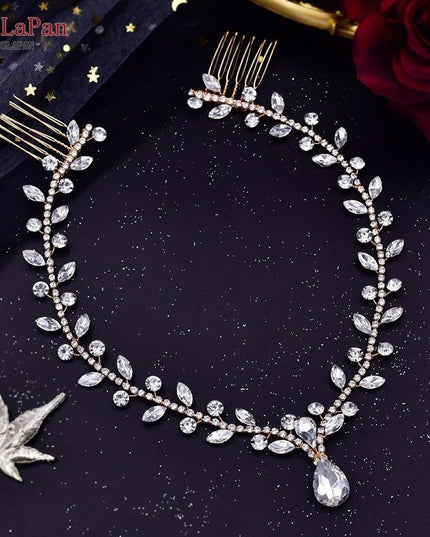 Elegant Silver Water Drop Rhinestone Bridal Headpiece