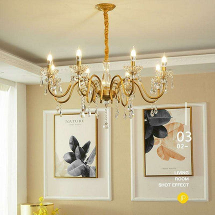 Luxurious Gold Crystal Chandelier with Timeless European Elegance