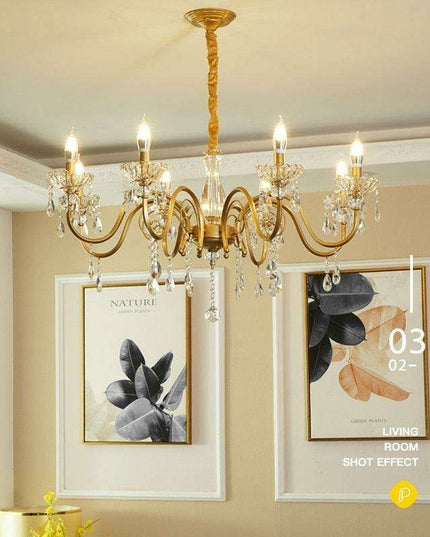Luxurious Gold Crystal Chandelier with Timeless European Elegance