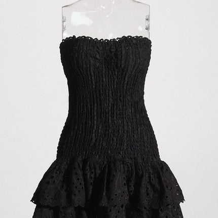 Chic Off-Shoulder Mini Dress with Flirty Layered Hem