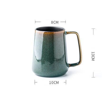 Vintage European Ceramic Coffee Mug Set with Spoon - 700ml for Tea and Hot Beverages