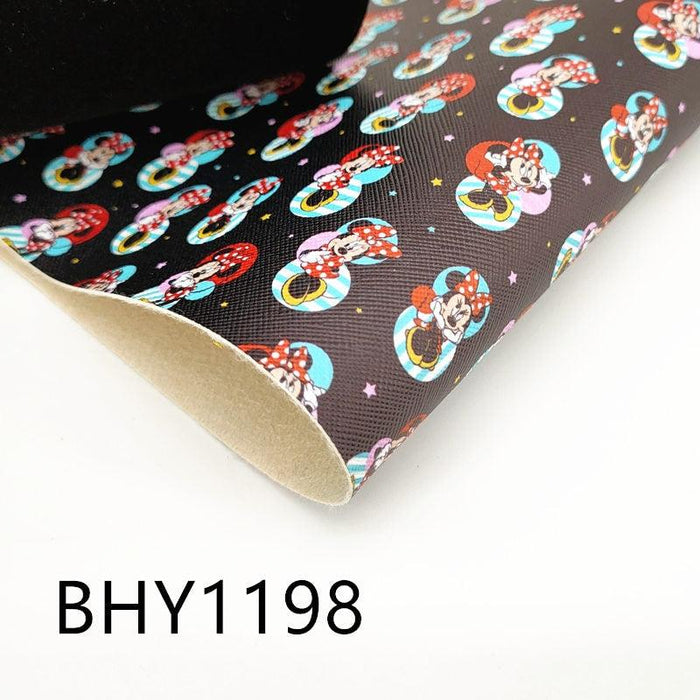 Cartoon Print Synthetic Leather Sheet - Versatile A4 Crafting Material