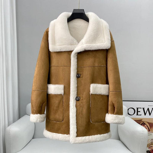 Real Wool and Fur Double-Sided Parka Jacket for Women