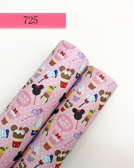 Cartoon-Inspired Faux Leather Craft Rolls - Set of 2 - 20x134cm Each