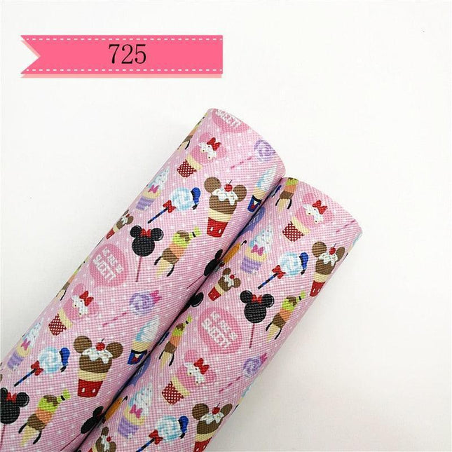 Cartoon-Inspired Faux Leather Craft Rolls - Set of 2 - 20x134cm Each