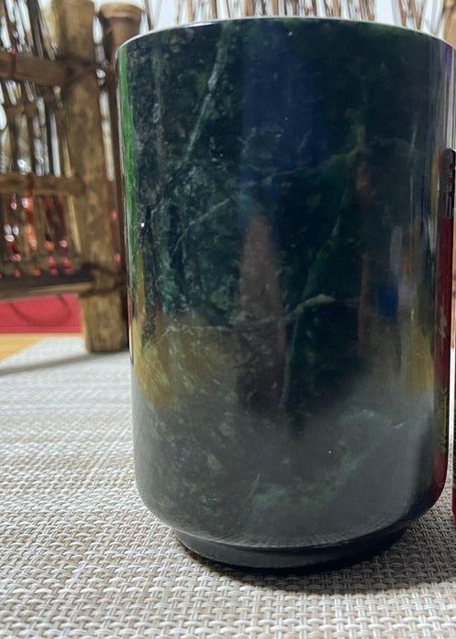 Tibetan Medicine King Stone Tea Cup Set with Green Jade: Enhance Your Tea Ceremonies with Elegance from Nature