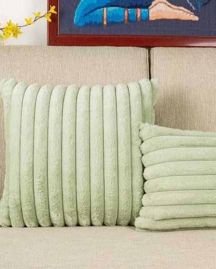 Elegant Dual-Sided Botanical Fur Pillow Cover Set - Luxurious 45x45cm & 30x50cm Sizes