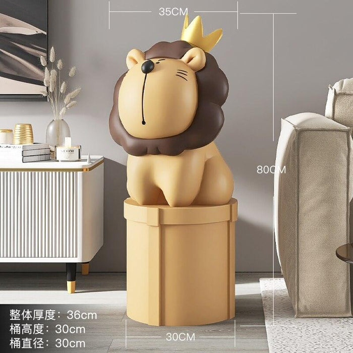 Nordic Lion Decorative Floor Piece with Cartoon Animal Storage Rack Combo