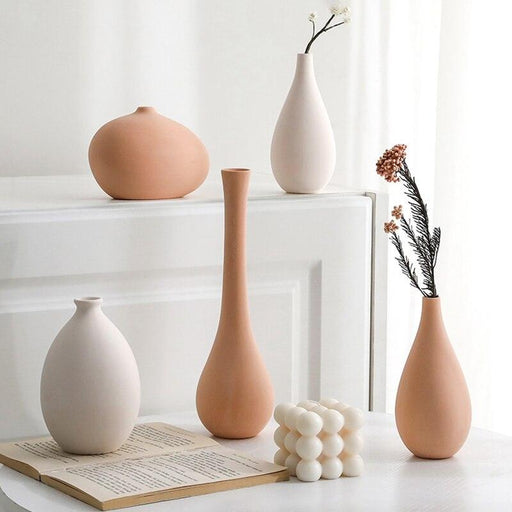 Nordic Ceramic Vases Ins Minimalism Flower Vases for Coffee Table Decoration Dried Flowers Container Pot Home Desktop Ornaments-0-Très Elite-White- Height 16.7cm-Très Elite