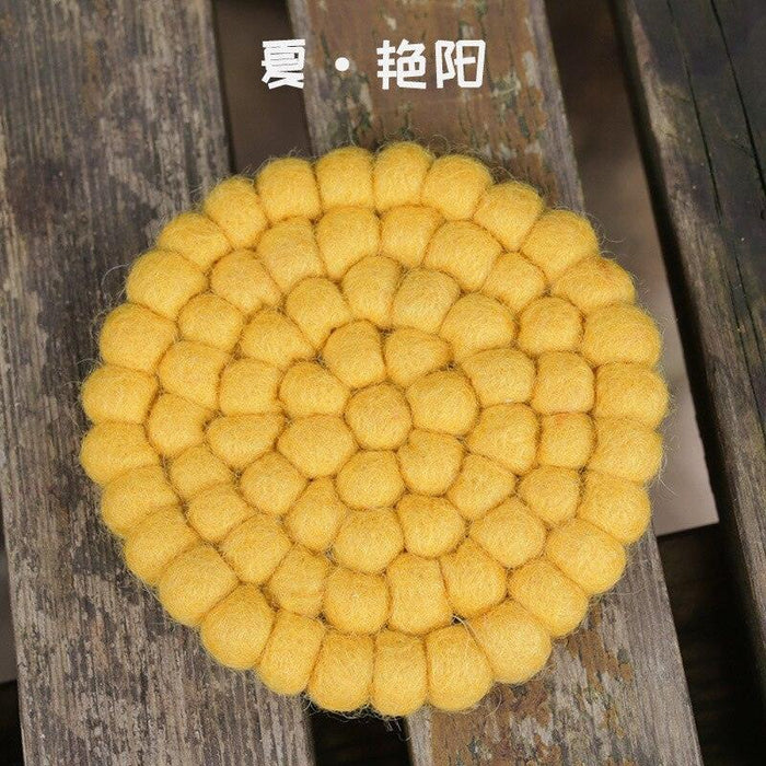 Elegant Round Wool Felt Coasters - Stylish Surface Protection Set