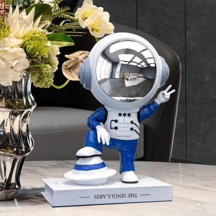 Galactic Guardian: Artisan Astronaut Sculpture - Unique Cosmic Decor for Modern Living Spaces