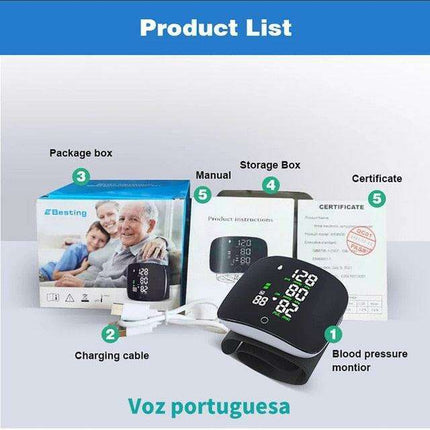 Voice-Activated Multilingual LCD Blood Pressure Monitor with Smart Touch Technology