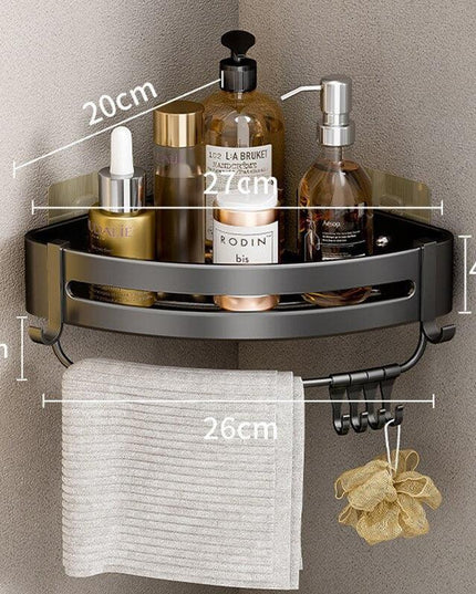 Stylish No-Drill Aluminum Corner Shelf for Easy Installation