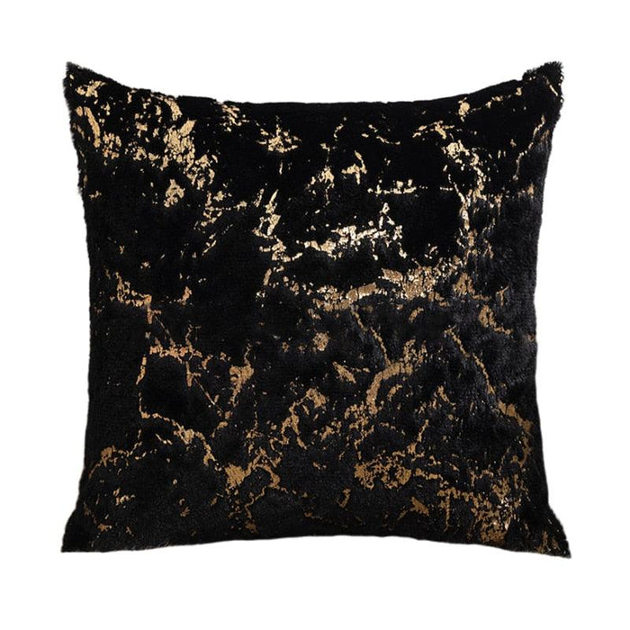 Sophisticated Nordic Golden Printed Cushion Cover in Timeless Black and Grey